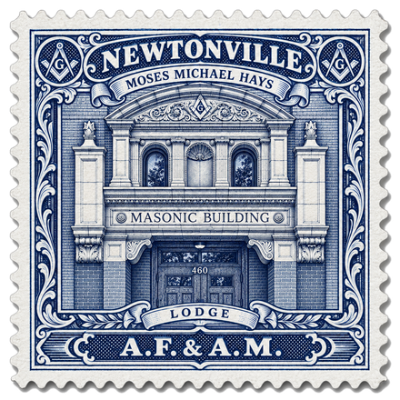Engraved vignette of the Masonic Building, Newtonville